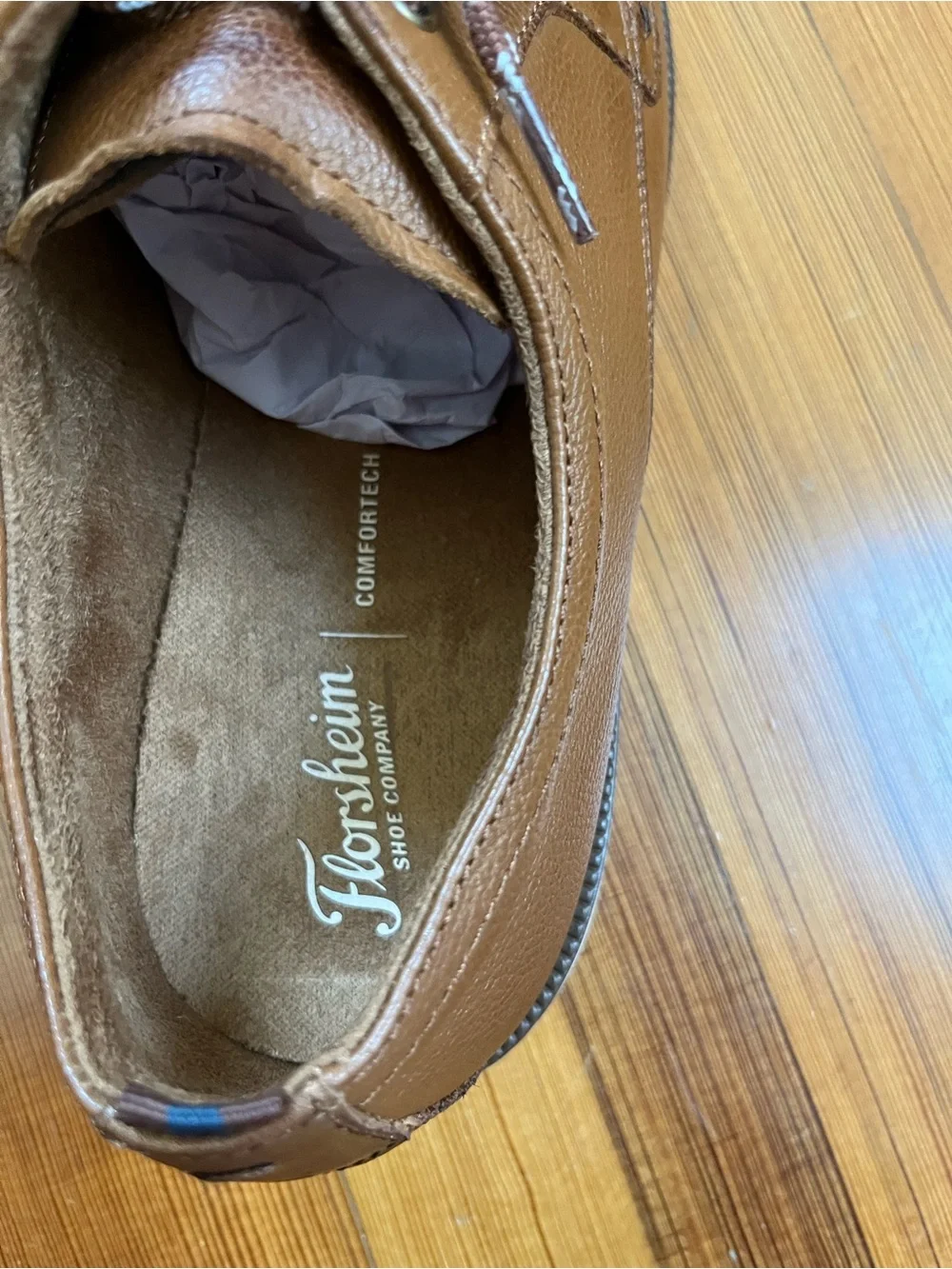 New Florsheim Boy’s Supacush Jr. Cognac Brown Leather Dress Shoes